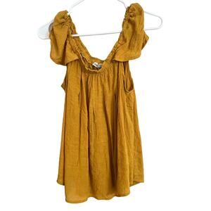 Speed Limit Crop Top Juniors Sz XL Mustard Ruched Smoched Puff Sleeve